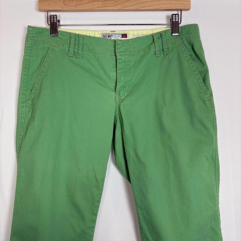 Y2K Old Navy Ultra Low Rise Bright Green Cotton Corduroy Capri Pants Size: 8 - Picture 3 of 7